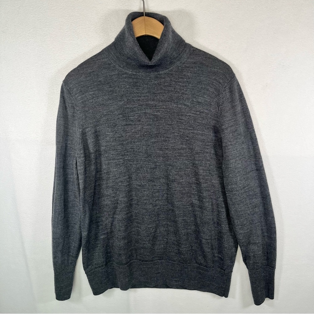 GAP Men's 100% Merino Wool Turtleneck Sweater Gray Preppy Quiet Luxury Y2K VTG L